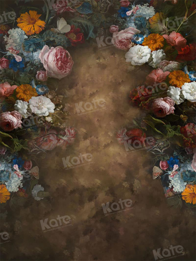 Kate Retro Brown Flower Portrait Backdrop Fine Art for photography - Kate Backdrop AU