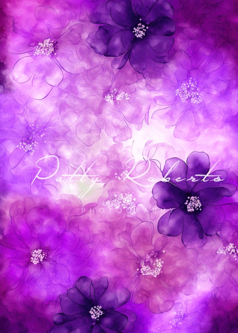 Kate Watercolor Wonders Backdrop Purple Flowers Texture Designed by Patty Robertss