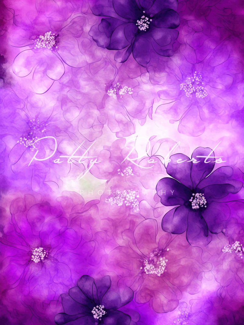 Kate Watercolor Wonders Backdrop Purple Flowers Texture Designed by Patty Robertss