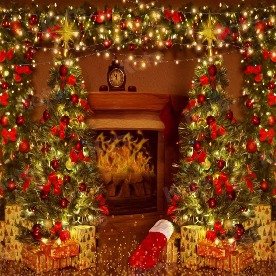 Kate Fireplace Christmas Gifts Bling Backdrop for Photography - Kate Backdrop AU