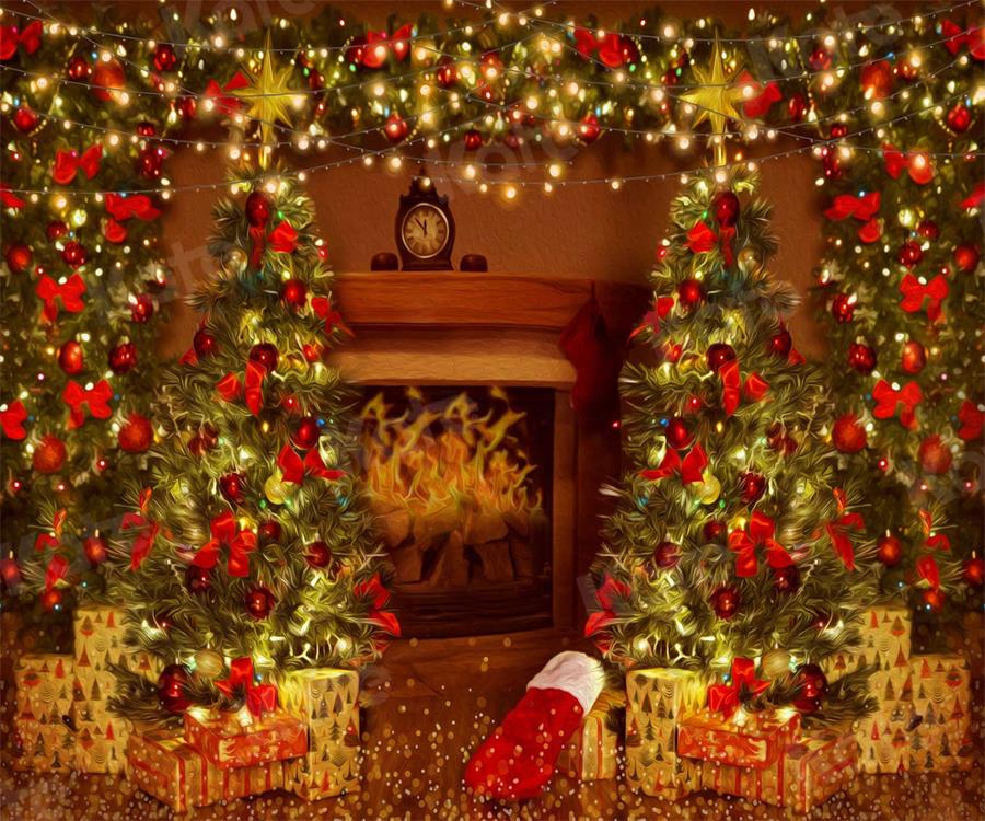 Kate Fireplace Christmas Gifts Bling Backdrop for Photography - Kate Backdrop AU