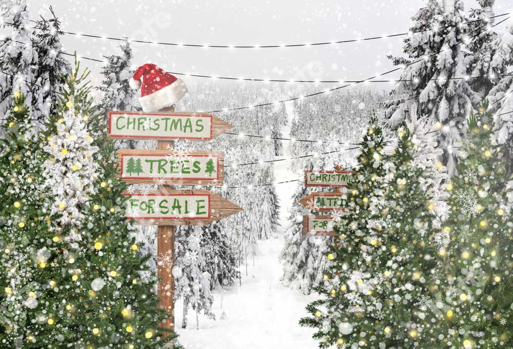 Kate Christmas Tree Snow Backdrop Winter Designed by Chain Photography - Kate Backdrop AU
