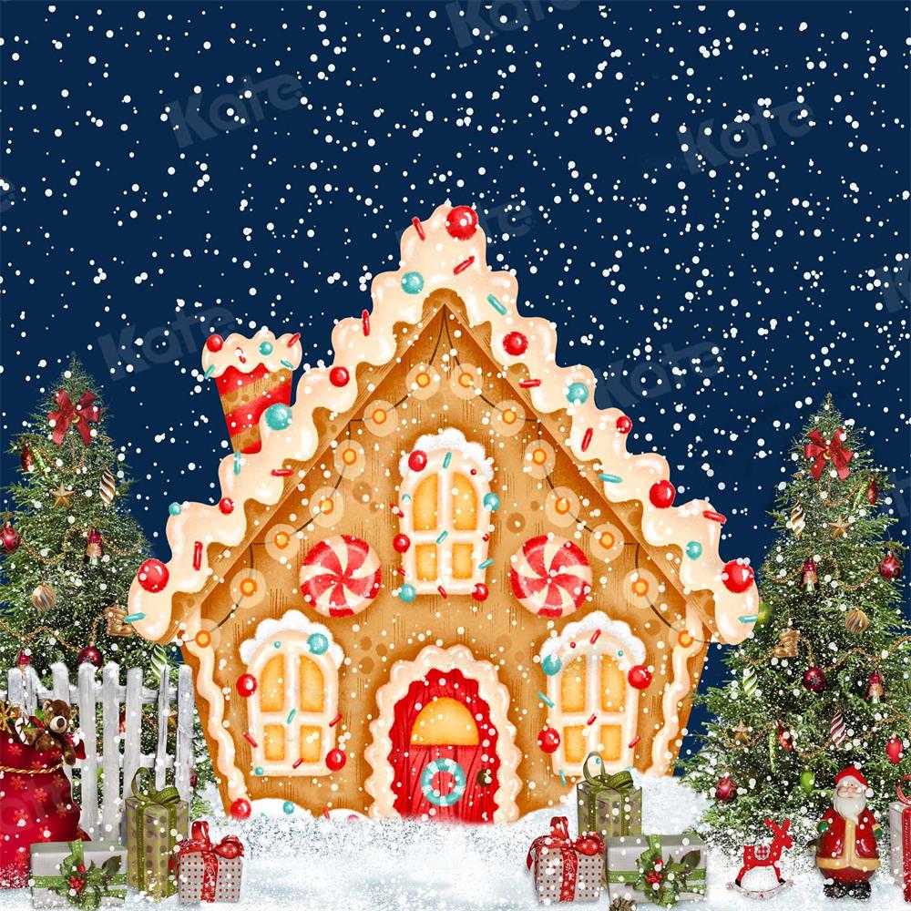 Kate Christmas Candy House Snow Backdrop for Photography - Kate Backdrop AU