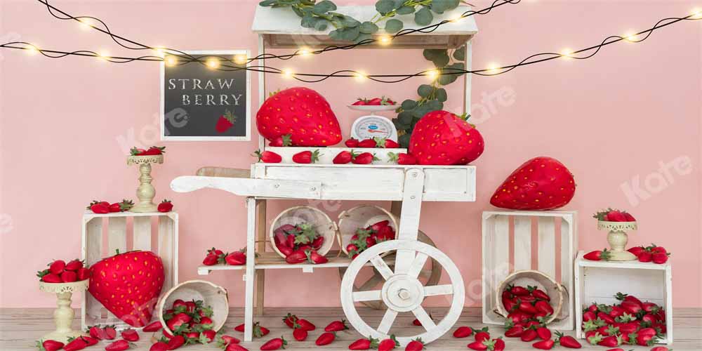 Kate Strawberry Birthday Backdrop Vending Truck Fruit Designed by Emetselch - Kate Backdrop AU