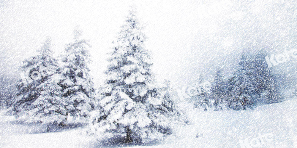 Kate Christmas Tree Backdrop Winter Snow Scene Designed by GQ - Kate Backdrop AU