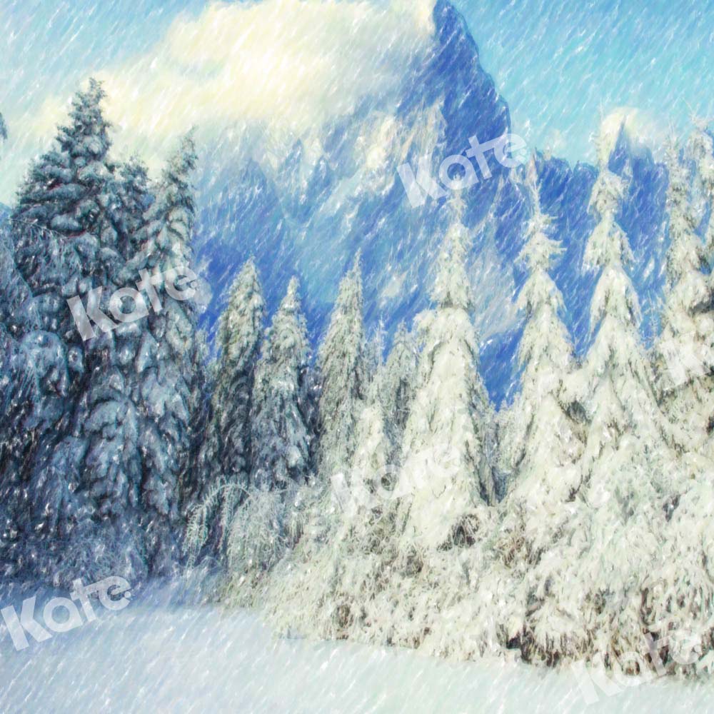 Kate Winter Backdrop Snow Woods Snowstorm Designed by GQ - Kate Backdrop AU