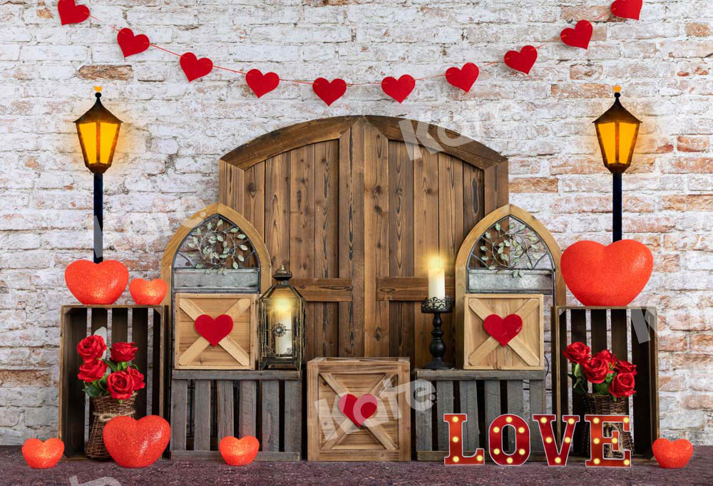 Kate Love Valentine's Day Backdrop Barn Door Designed by Emetselch - Kate Backdrop AU