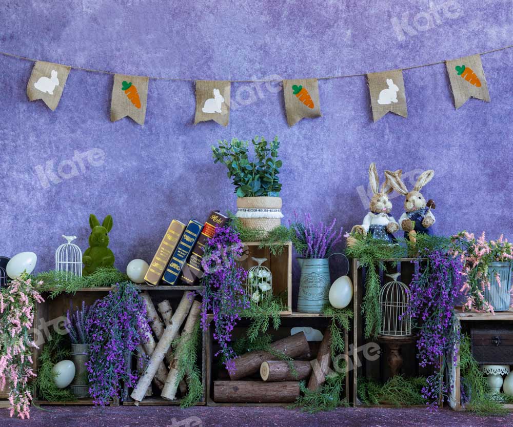 Kate Easter Backdrop Purple Flowers Designed by Emetselch - Kate Backdrop AU