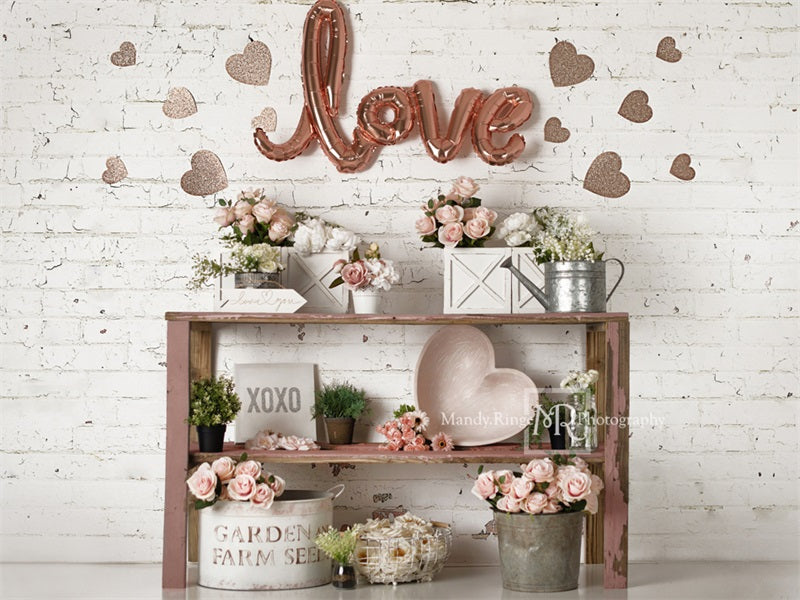 Kate Valentine's Day Backdrop Rose Gold Designed by Mandy Ringe Photography