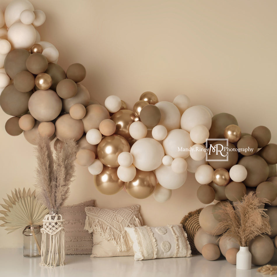 Kate Matte Boho Balloons Backdrop Macrame Pillows Designed by Mandy Ringe Photography - Kate Backdrop AU