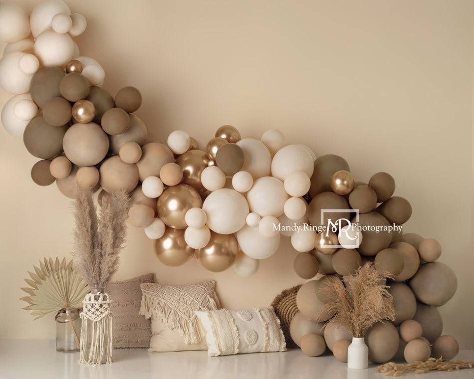 Kate Matte Boho Balloons Backdrop Macrame Pillows Designed by Mandy Ringe Photography - Kate Backdrop AU