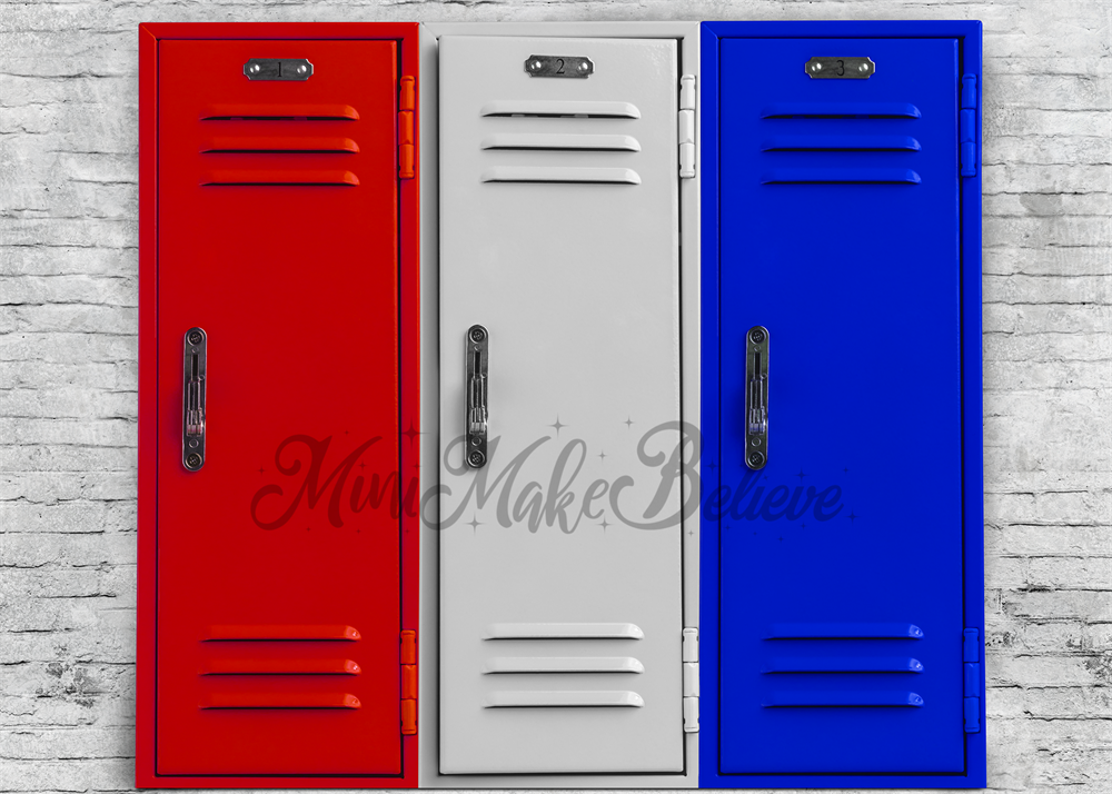 Kate Colorful School Backdrop Gym Lockers Designed by Mini MakeBelieve - Kate Backdrop AU