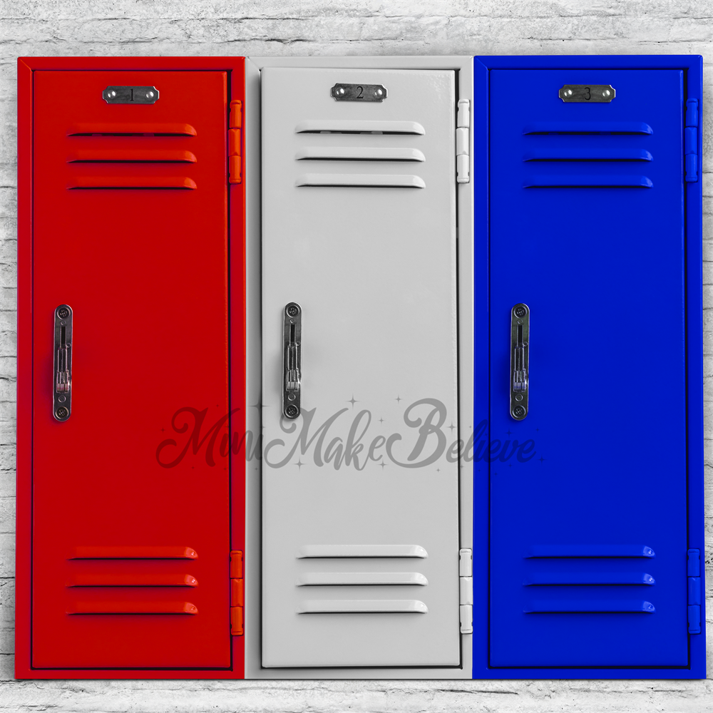 Kate Colorful School Backdrop Gym Lockers Designed by Mini MakeBelieve - Kate Backdrop AU