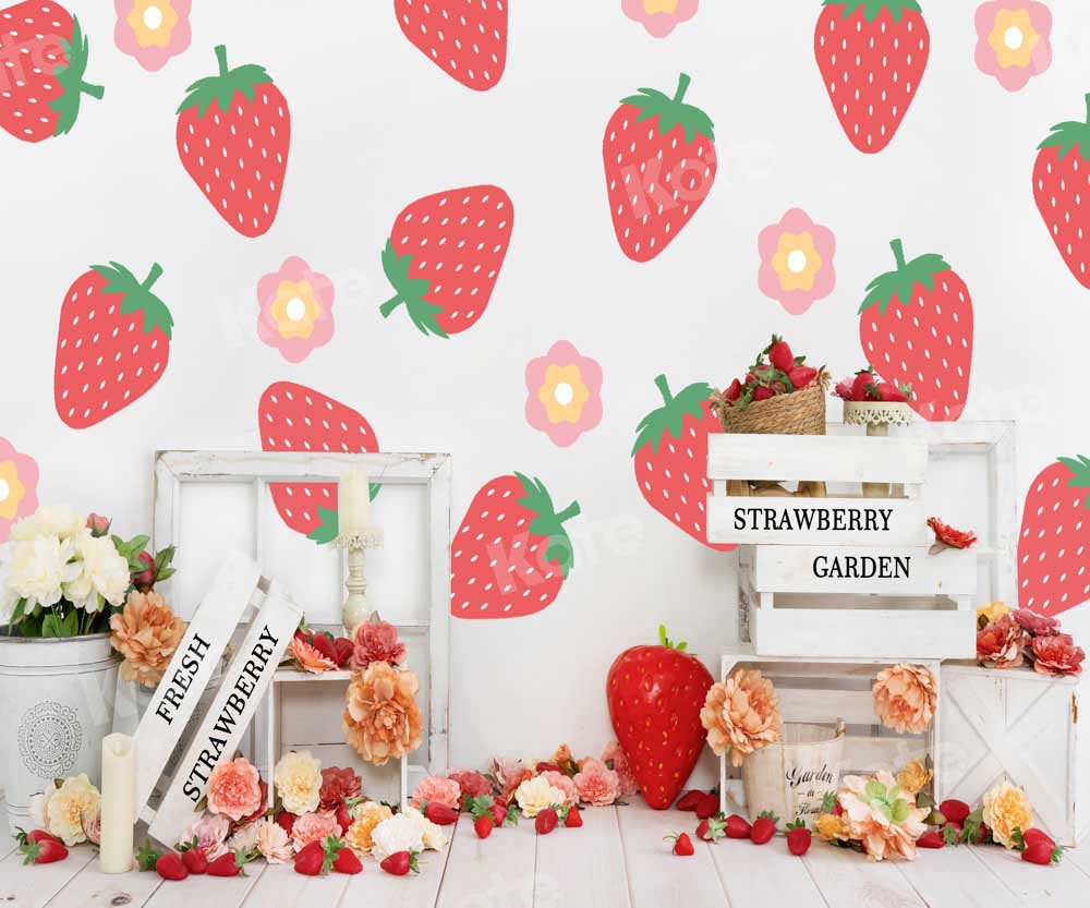 Kate Fresh Strawberries Backdrop Summer Flowers Designed by Uta Mueller Photography - Kate Backdrop AU