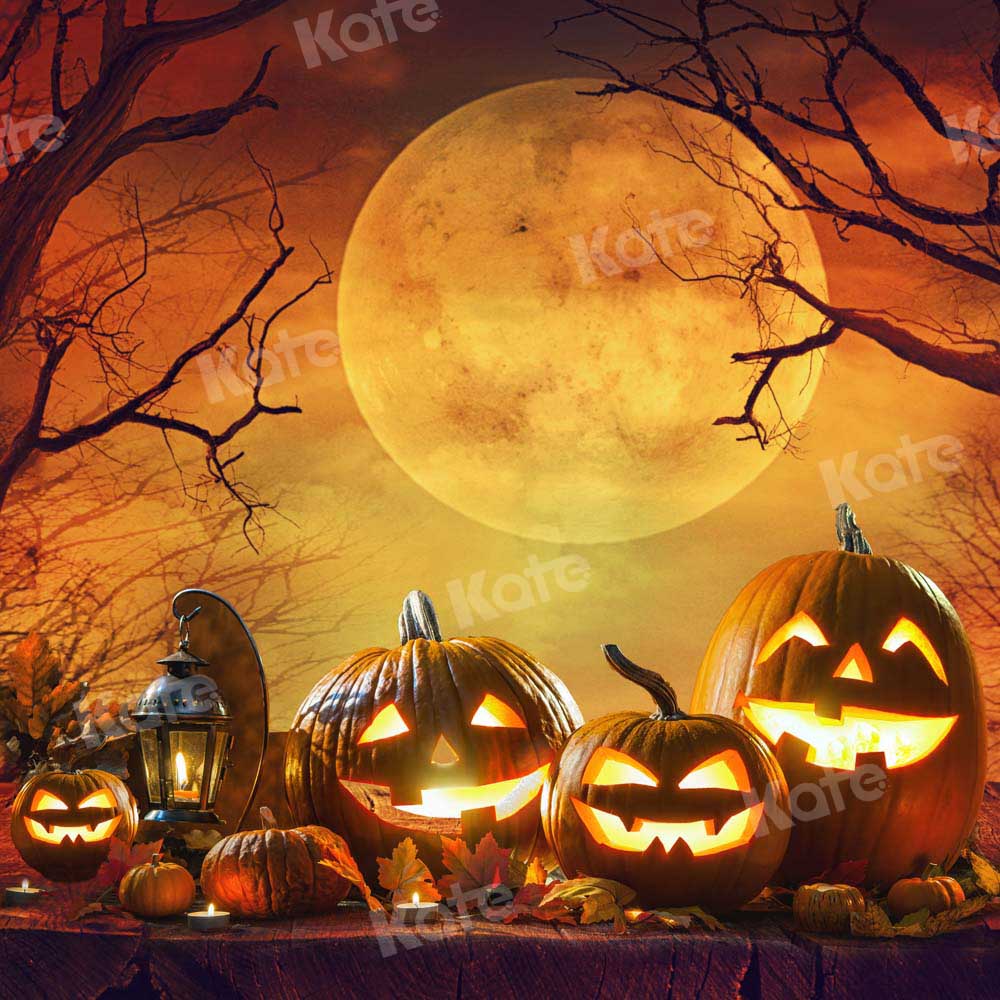 Kate Halloween Night Backdrop Pumpkin Moon Designed by Chain Photography