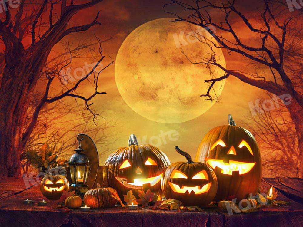 Kate Halloween Night Backdrop Pumpkin Moon Designed by Chain Photography