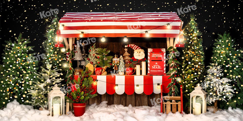 Kate Christmas Tree Backdrop Sales Shelf Bokeh Snow Santa Claus Designed by Emetselch - Kate Backdrop AU