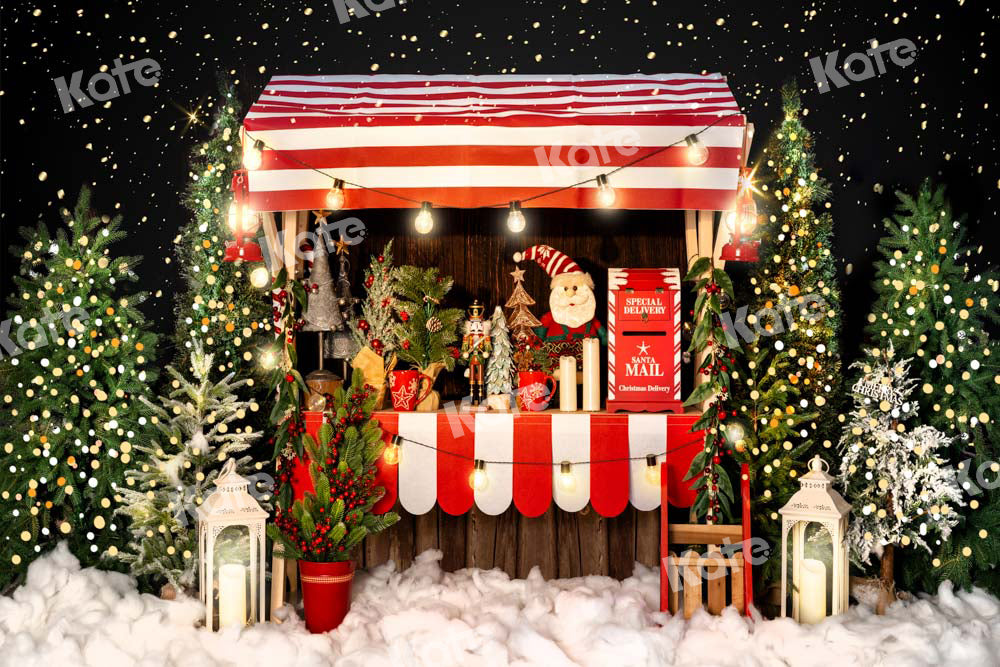 Kate Christmas Tree Backdrop Sales Shelf Bokeh Snow Santa Claus Designed by Emetselch - Kate Backdrop AU