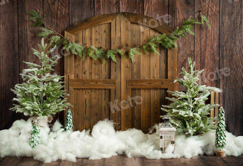 Kate Christmas Tree Backdrop Wood Barn Door For Photography