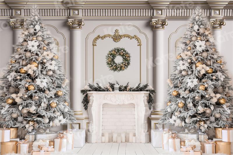 Kate Christmas Tree Backdrop Gift Fireplace for Photography