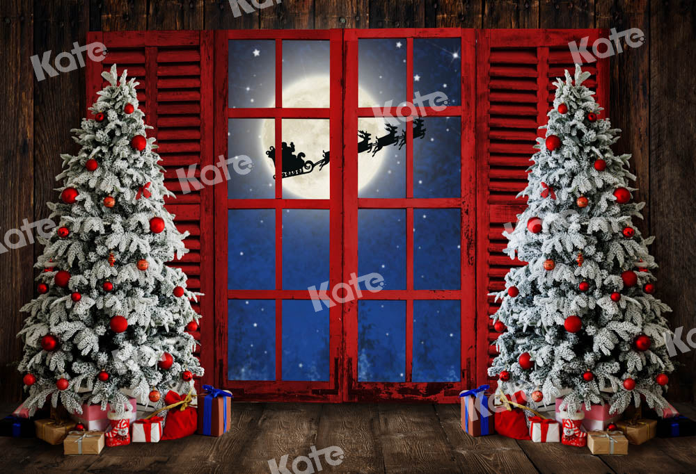 Kate Christmas Tree Backdrop Santa Claus Window for Photography