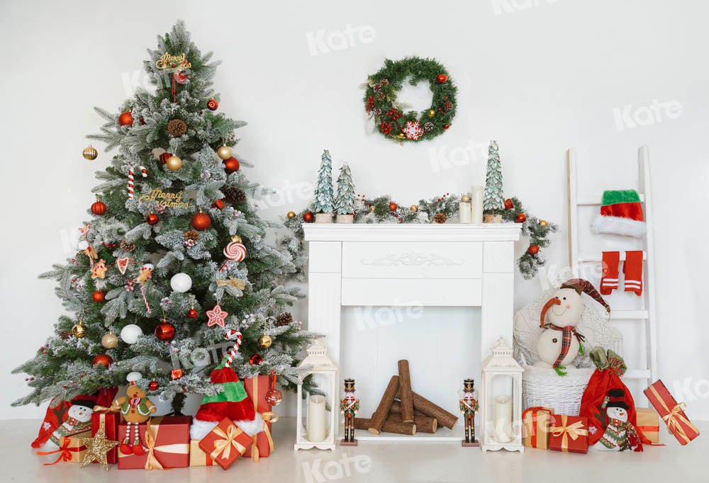 Kate Christmas White Fireplace Backdrop for Photography