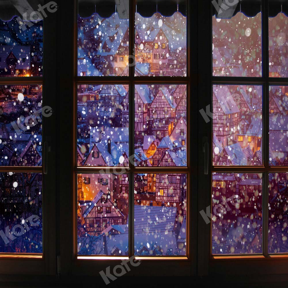 Kate Christmas Eve Backdrop Town Window Designed by Chain Photography