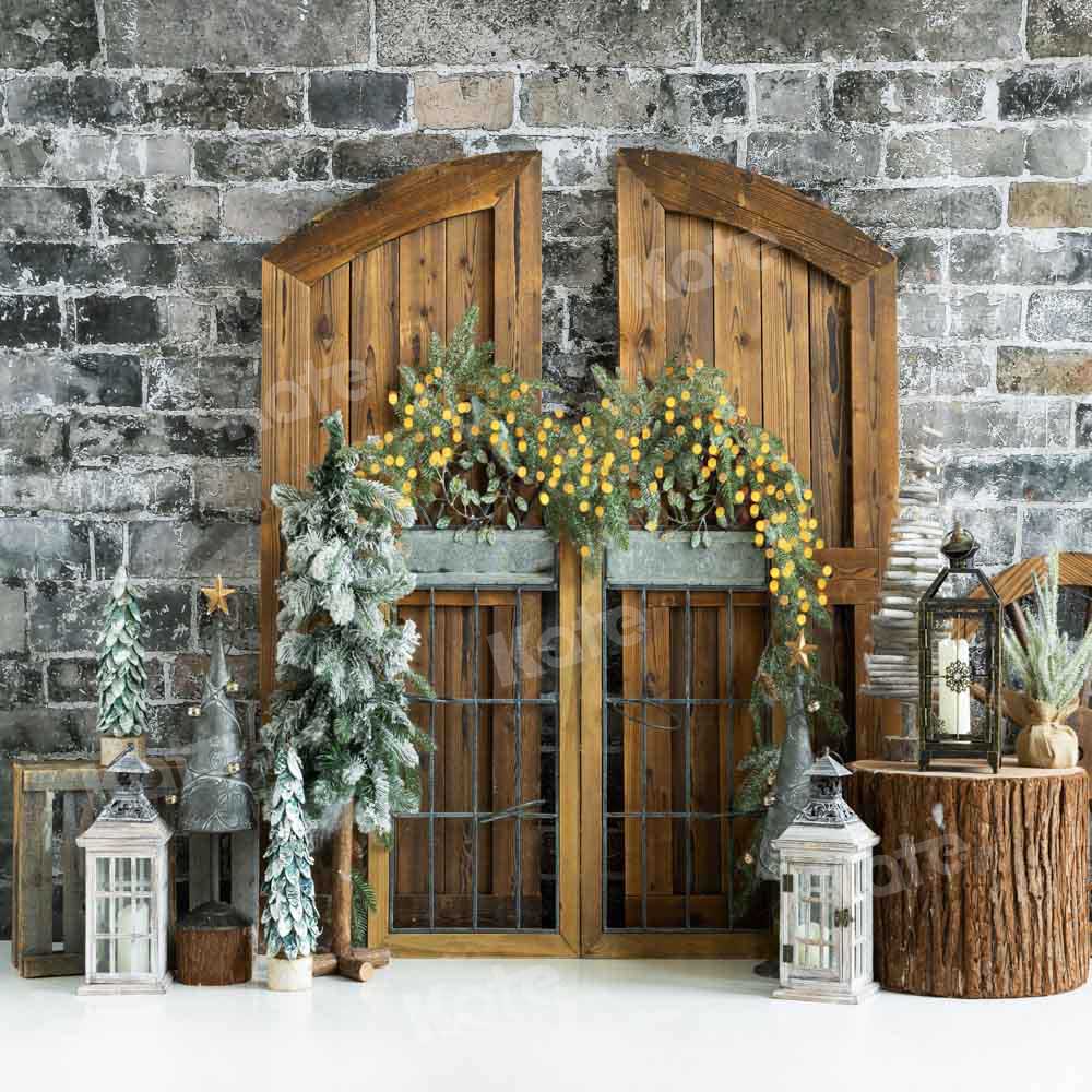 Kate Christmas Tree Backdrop Old Wooden Door Designed by Emetselch