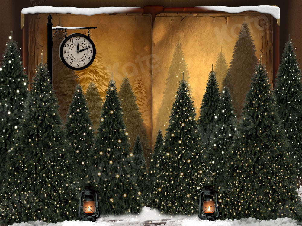 Kate Magic Christmas Trees Clock Backdrop for Photography