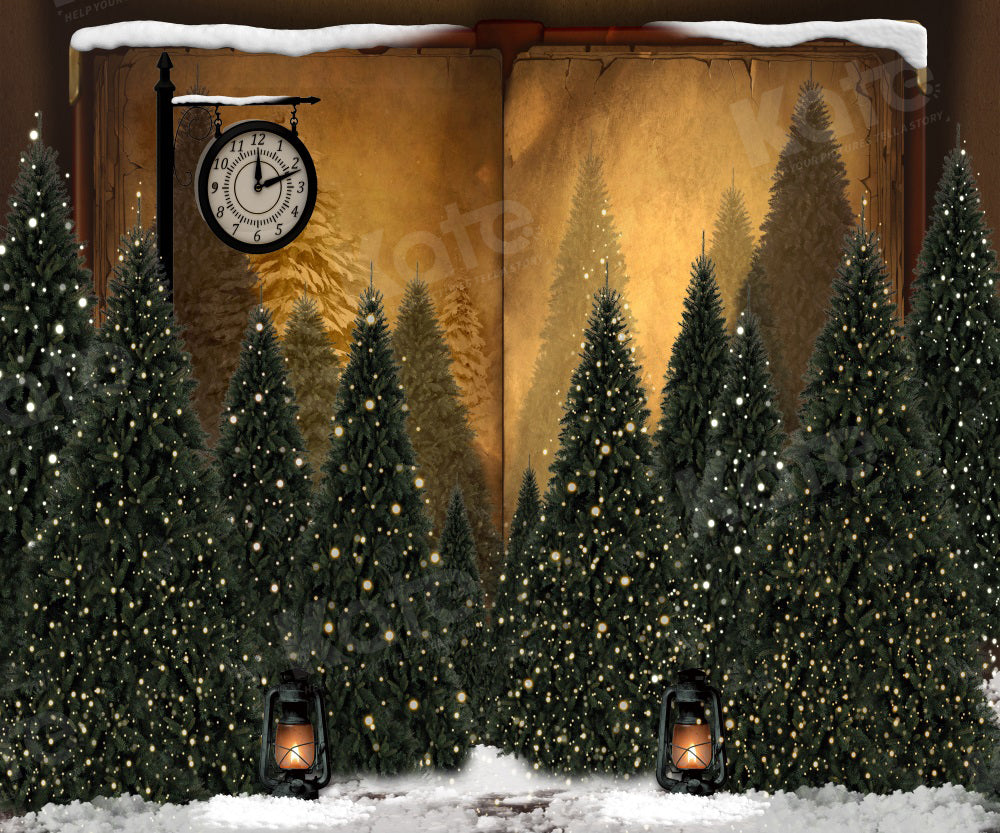 Kate Magic Christmas Trees Clock Backdrop for Photography