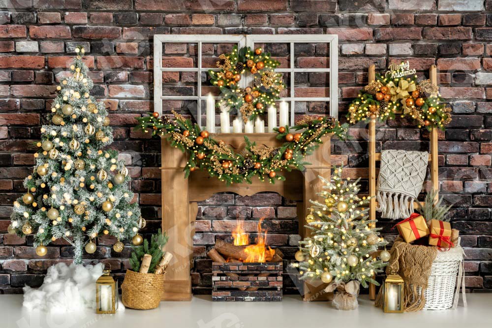 Kate Winter Christmas Backdrop fireplace Designed by Emetselch