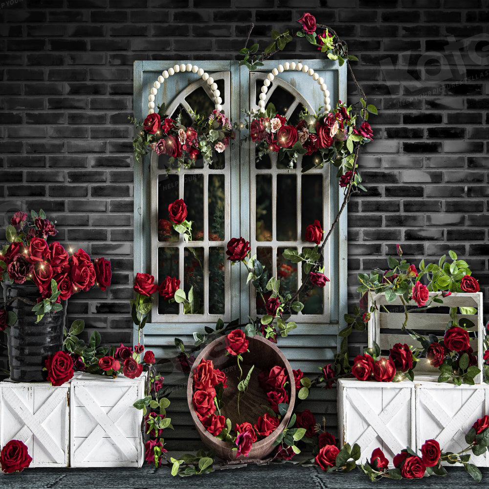 Kate Valentine's Day Rose Boho Black Wall Backdrop for Photography