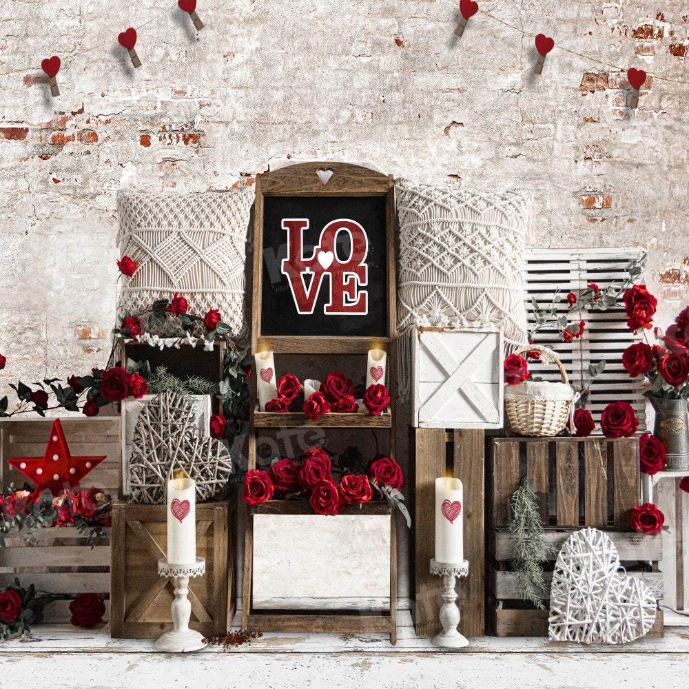 Kate Valentine's Day Backdrop Boho Retro Wall for Photography