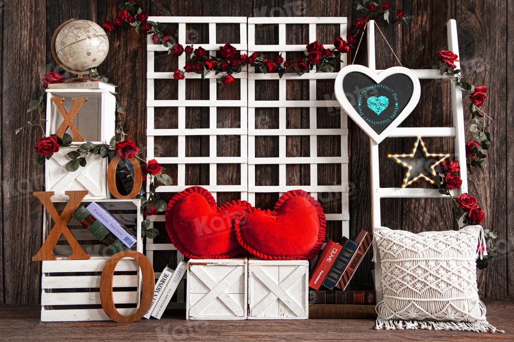 Kate Valentine's Day Love XOXO Vintage Wood Backdrop for Photography