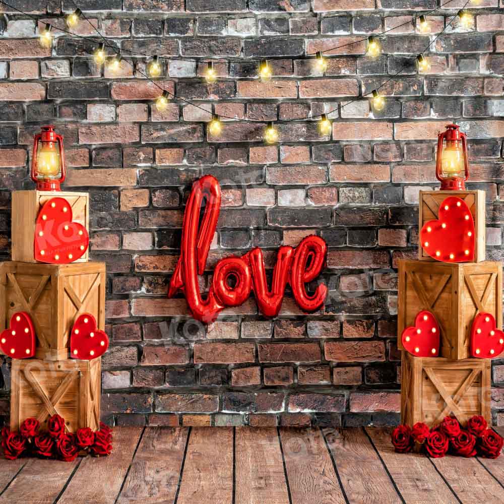 Kate Valentine's Day Backdrop Brick Wall Party Designed by Emetselch