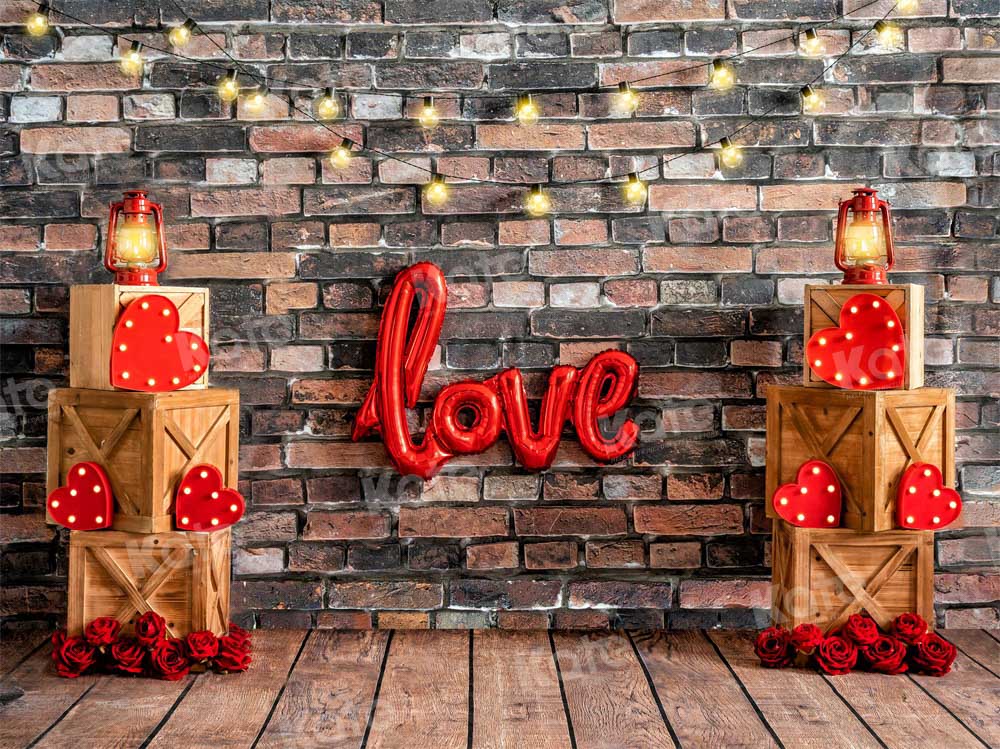 Kate Valentine's Day Backdrop Brick Wall Party Designed by Emetselch