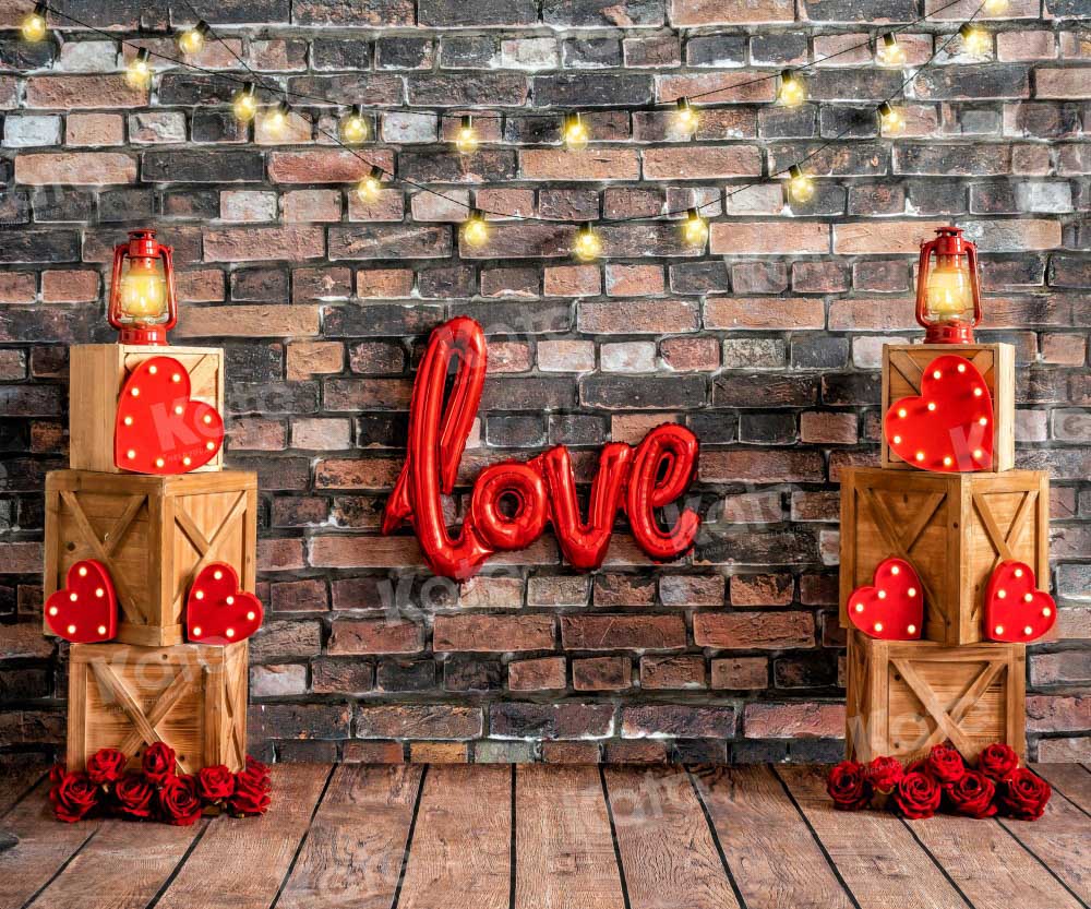 Kate Valentine's Day Backdrop Brick Wall Party Designed by Emetselch