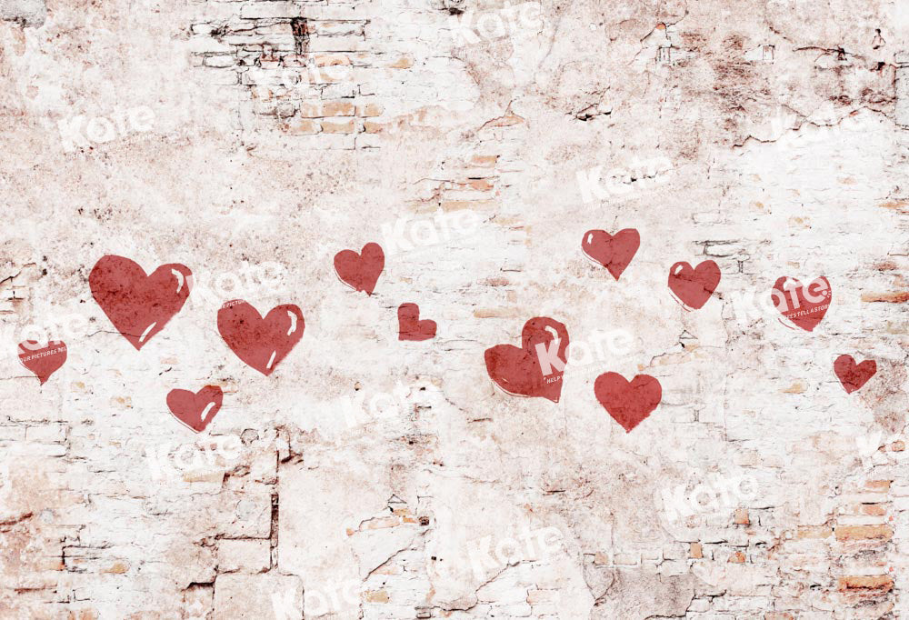 Kate Valentine Hearts Vintage Backdrop Shabby Wall Designed by Kate Image