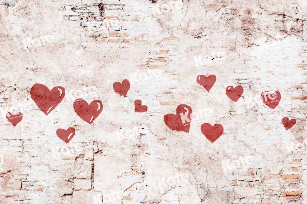 Kate Valentine Hearts Vintage Backdrop Shabby Wall Designed by Kate Image