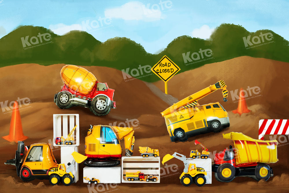 Kate Excavator Boy Backdrop Engineering Vehicle Designed by Emetselch