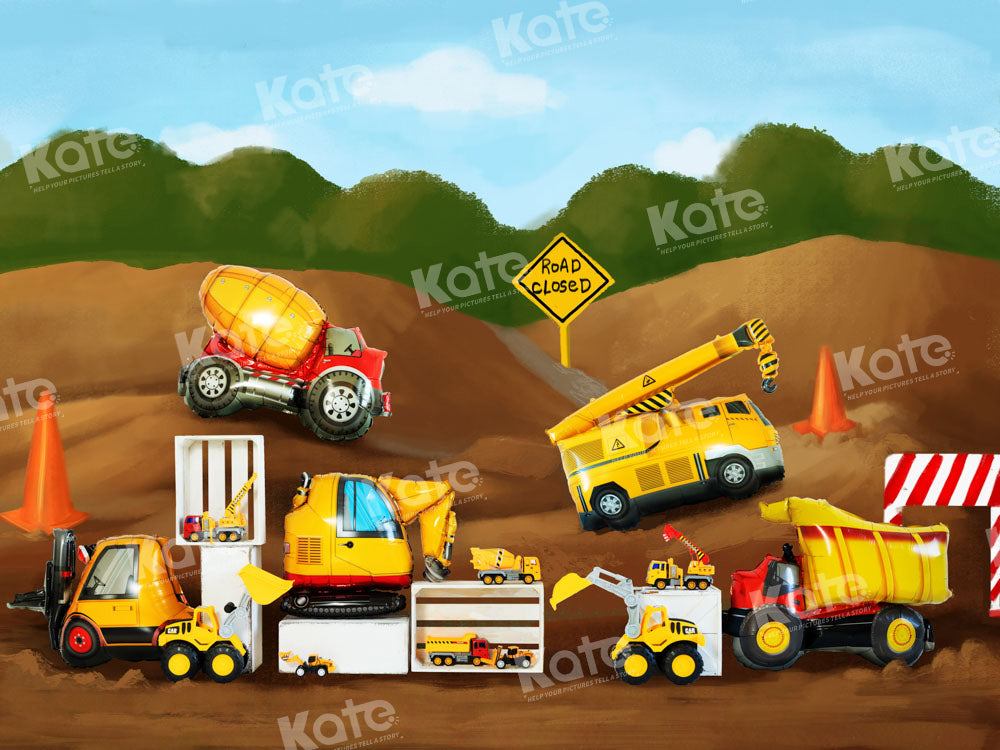 Kate Excavator Boy Backdrop Engineering Vehicle Designed by Emetselch