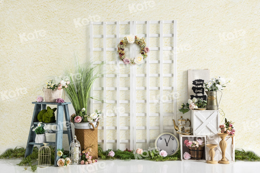 Kate Grassland Spring Backdrop Wreath Clock Designed by Emetselch