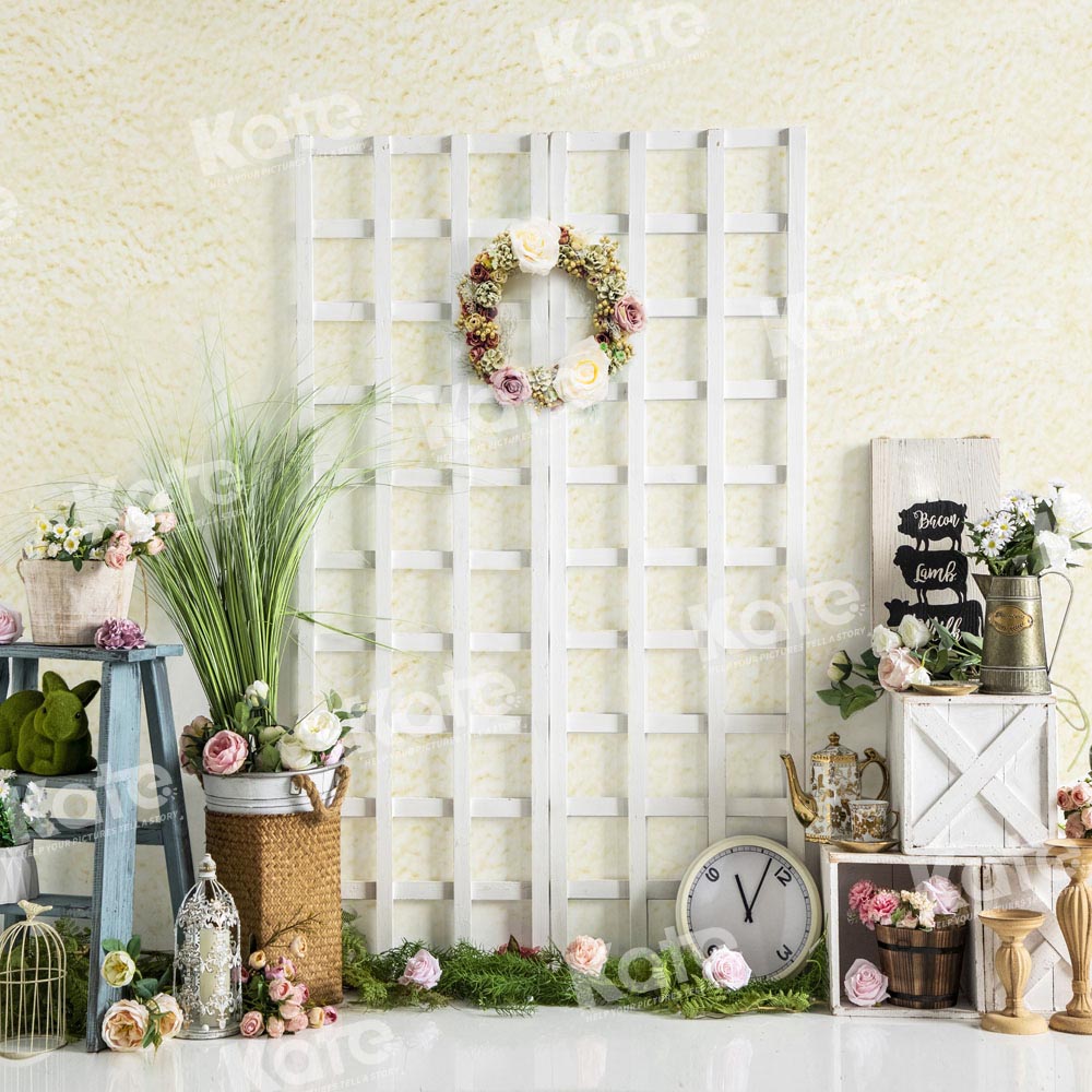 Kate Grassland Spring Backdrop Wreath Clock Designed by Emetselch