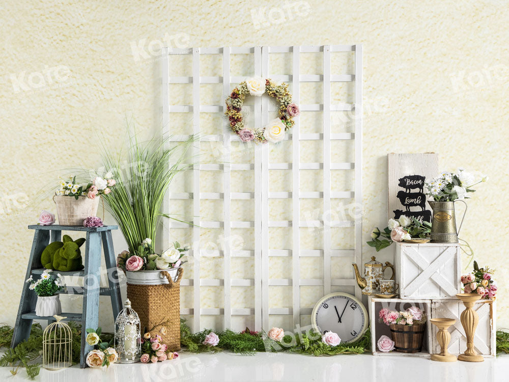 Kate Grassland Spring Backdrop Wreath Clock Designed by Emetselch