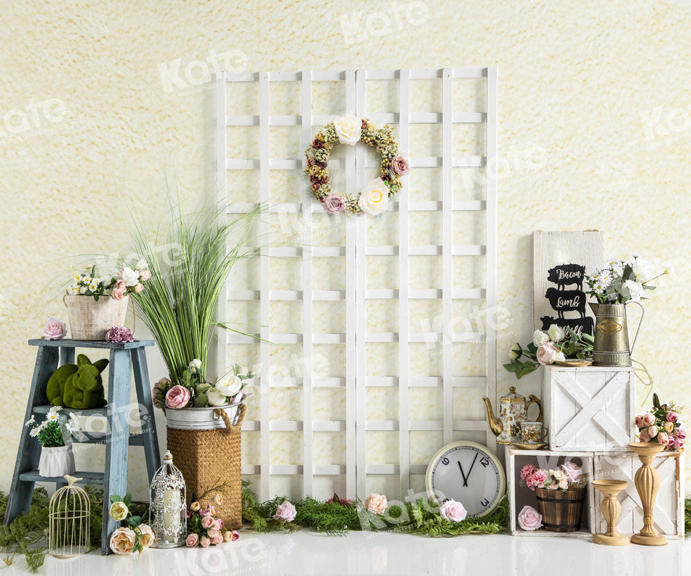 Kate Grassland Spring Backdrop Wreath Clock Designed by Emetselch