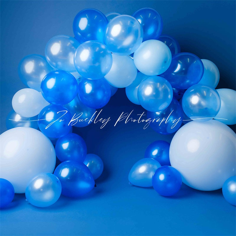 Kate Blue Balloon Cake Smash Backdrop Designed by Jo Buckley Photography