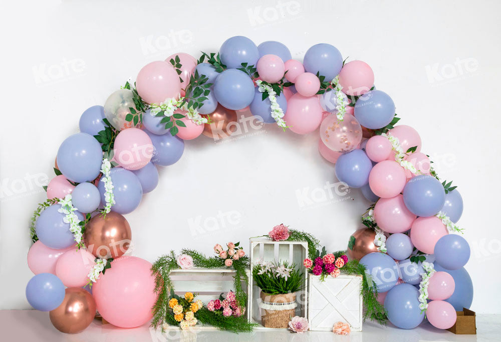 Kate Arched Balloon Backdrop Spring Flowers Cake Smash for Photography