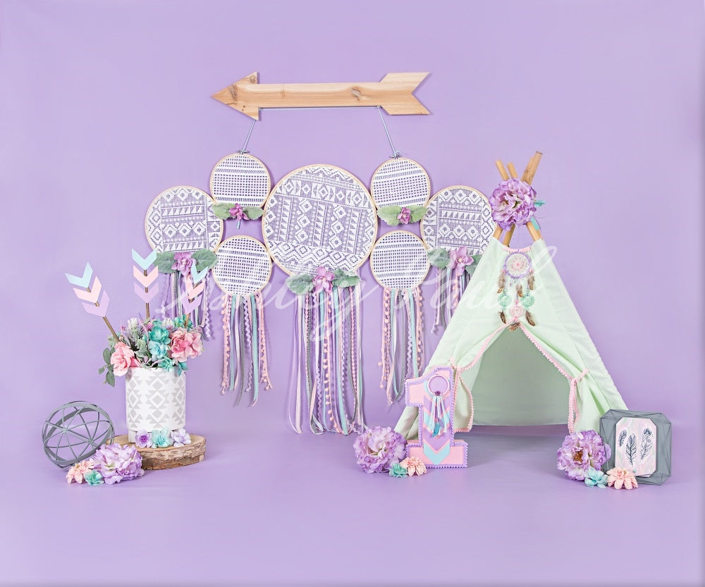 Kate Purple Wild Boho Tent One Backdrop Designed by Ashley Paul