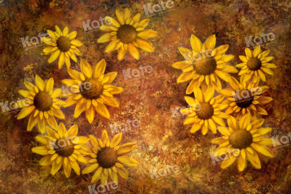 Kate Hand Drawn Sunflower Backdrop Retro Designed by GQ