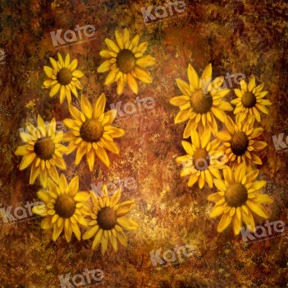 Kate Hand Drawn Sunflower Backdrop Retro Designed by GQ